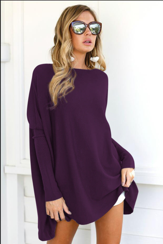 Dame Oversized Strikpullover med asymmetrisk snit Stilla