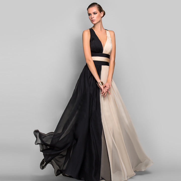 Dame Elegant aftenkjole med asymmetrisk snit og flydende chiffon Stilla