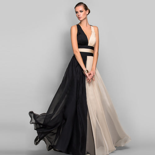 Dame Elegant aftenkjole med asymmetrisk snit og flydende chiffon Stilla