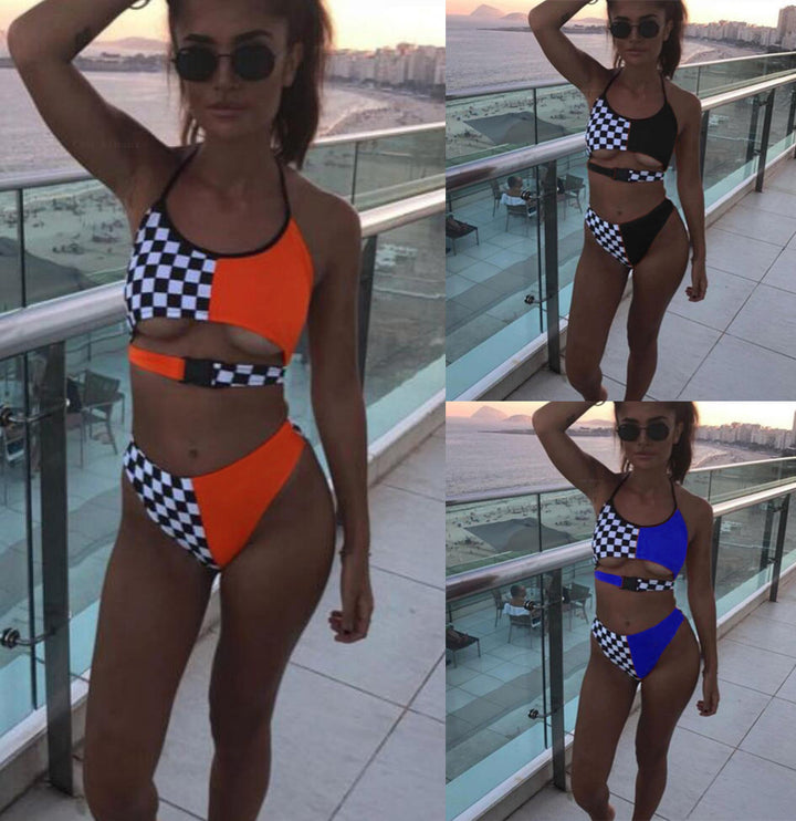 Dame sporty bikini med innovativt snit og kontrastdetaljer Stilla