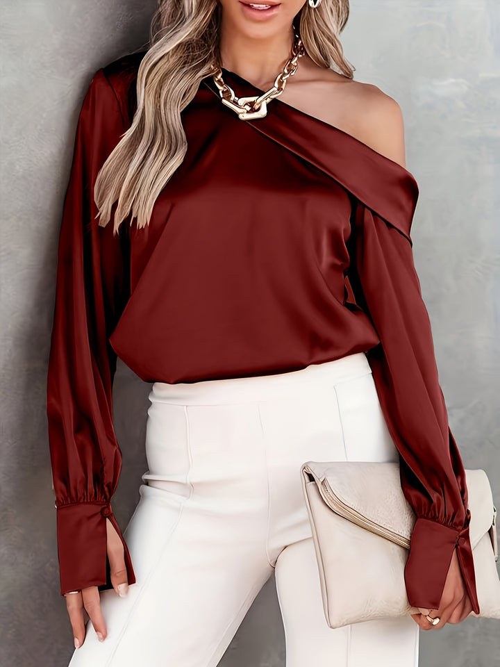 Stilla | Elegant Dambluse Med Asymmetrisk Udskæring Enfarvet, Langærmet, Fantastisk
