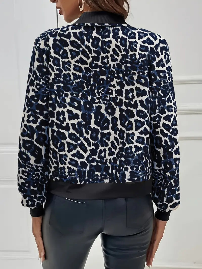 Stilla | Leopardmønster Lynlåsjakke