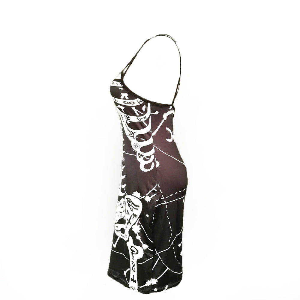 Dame Grafiktryk Bodycon Midi Kjole Stilla
