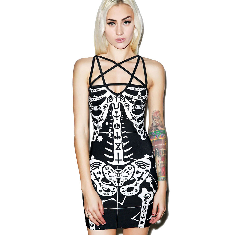 Dame Grafiktryk Bodycon Midi Kjole Stilla