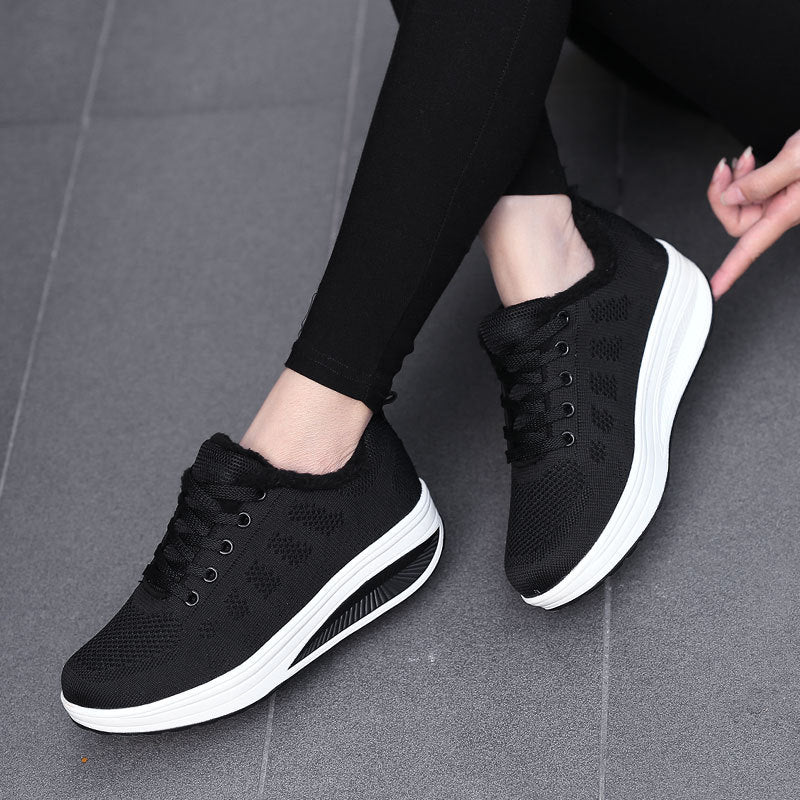 Dame Komfortable Strik Sneakers med Plys Krave Stilla