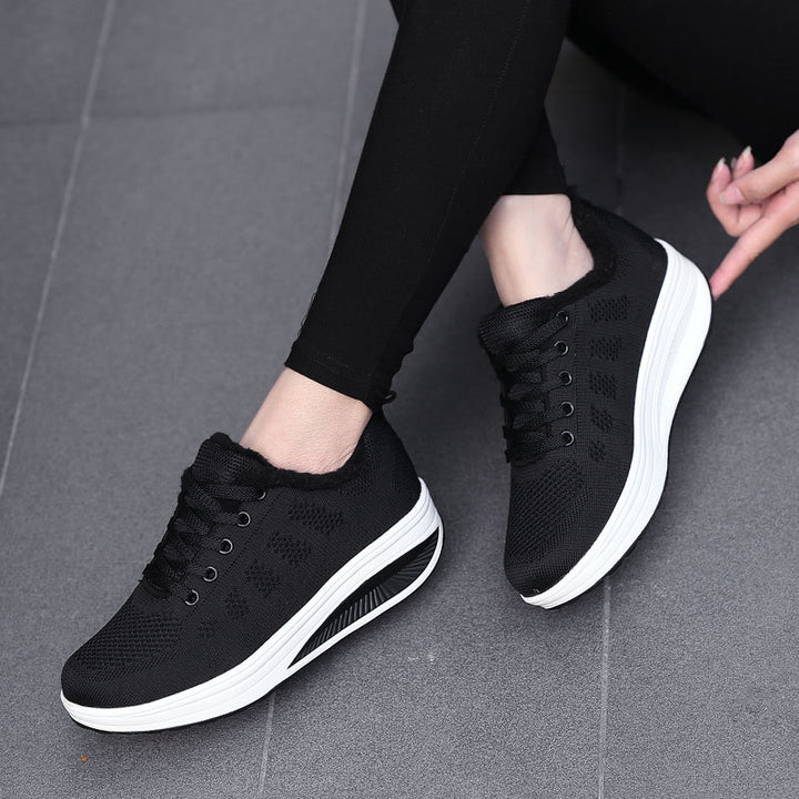 Dame Komfortable Strik Sneakers med Plys Krave Stilla