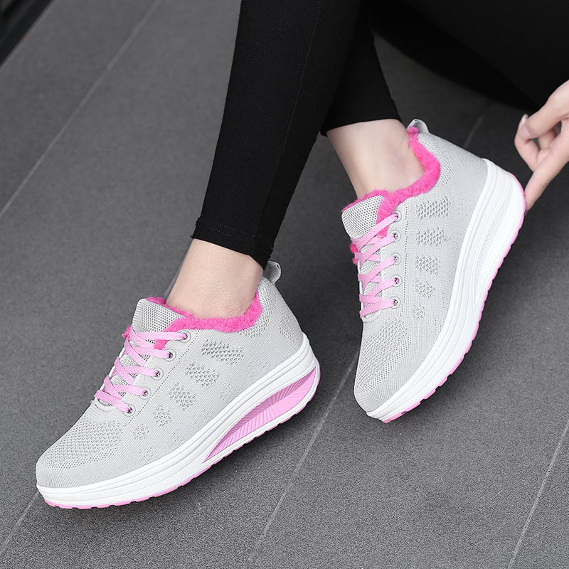 Dame Komfortable Strik Sneakers med Plys Krave Stilla