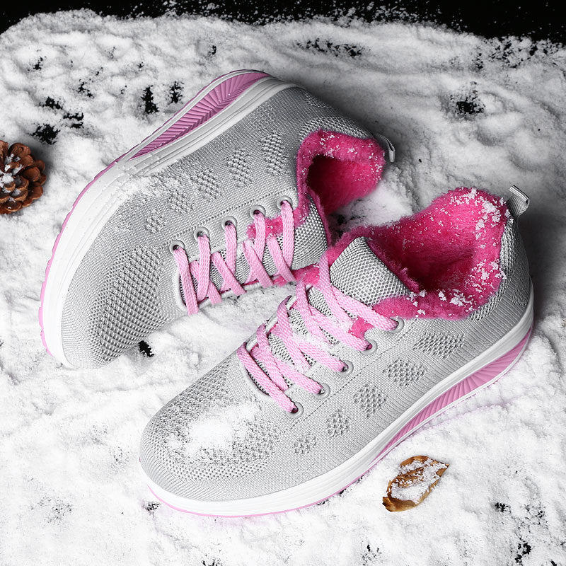 Dame Komfortable Strik Sneakers med Plys Krave Stilla