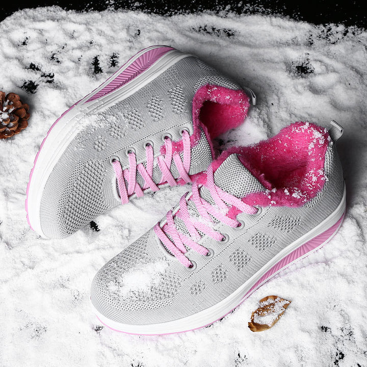 Dame Komfortable Strik Sneakers med Plys Krave Stilla
