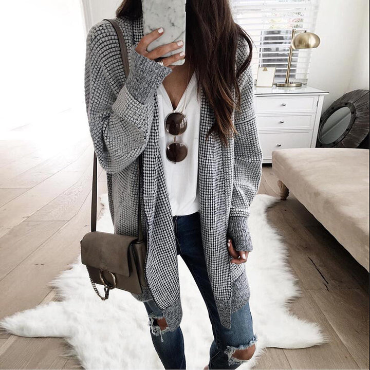 Kvinders cardigan i ternet design med åben front og elegante detaljer Stilla