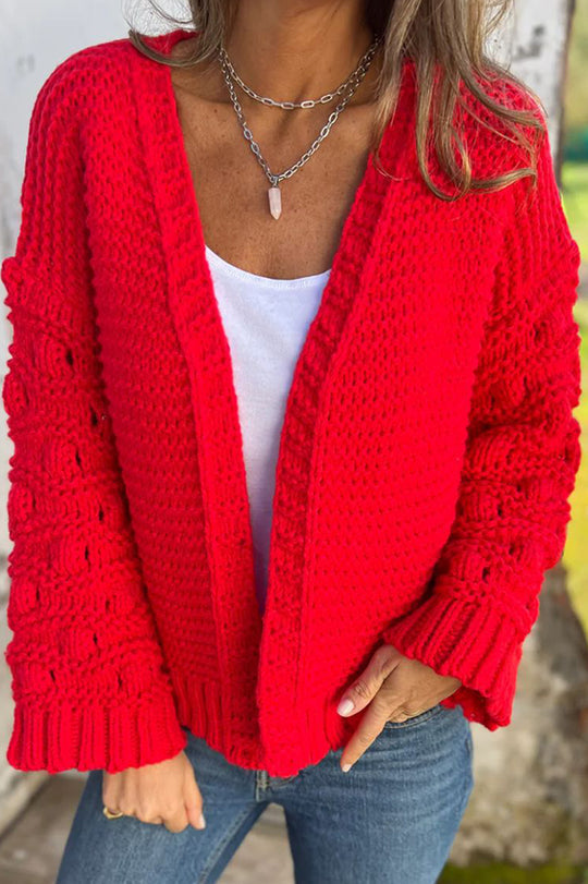 Stilla | Fashionabel Ensfarvet Cardigan Med Lange Ærmer Og V-udskæring