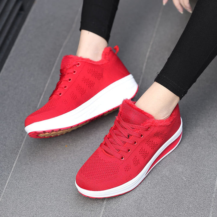 Dame Komfortable Strik Sneakers med Plys Krave Stilla