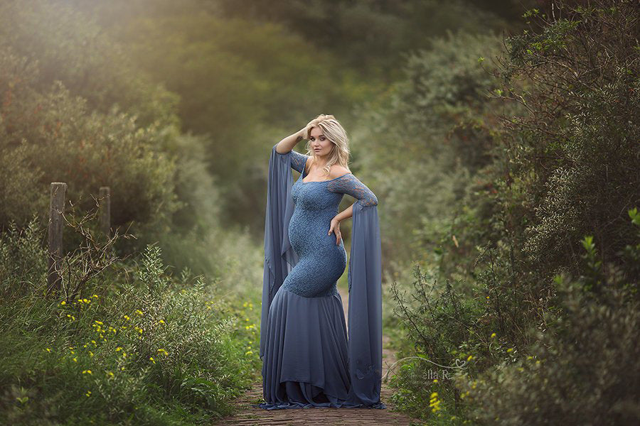 Dame Off-Shoulder Spids Aftenkjole Stilla