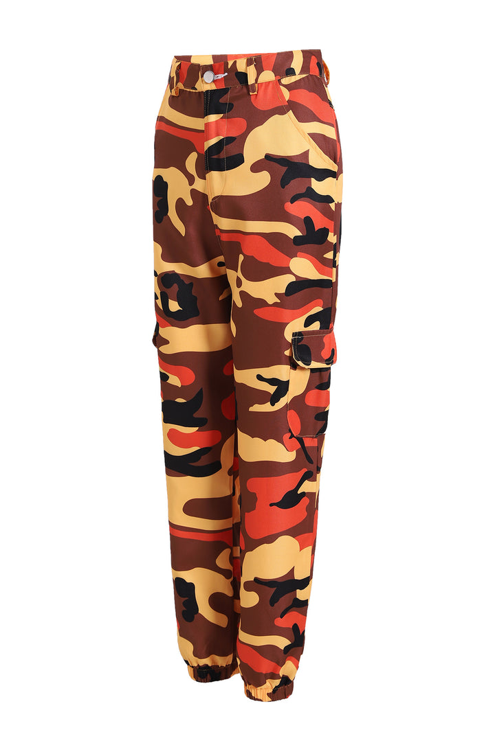 Dame cargo bukser med elastisk talje og moderne camouflage mønster Stilla