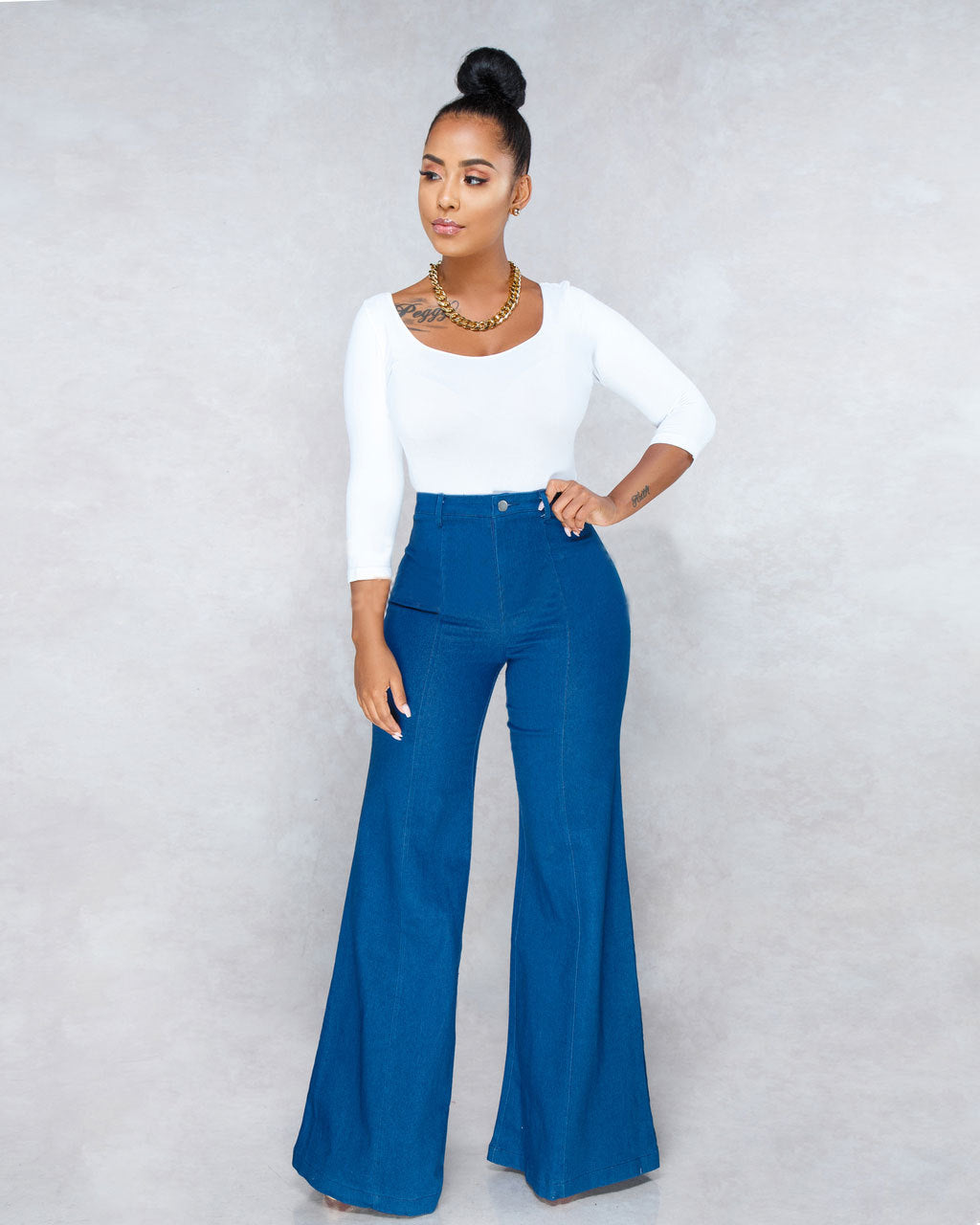 Dame Høj talje Bootcut-jeans med stilfuldt snit og retro-inspireret silhuet Stilla
