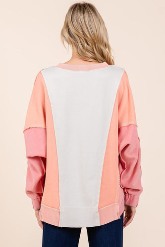 Stilla | Sweatshirt med Farveblokeret Mineralvask Mittoshop