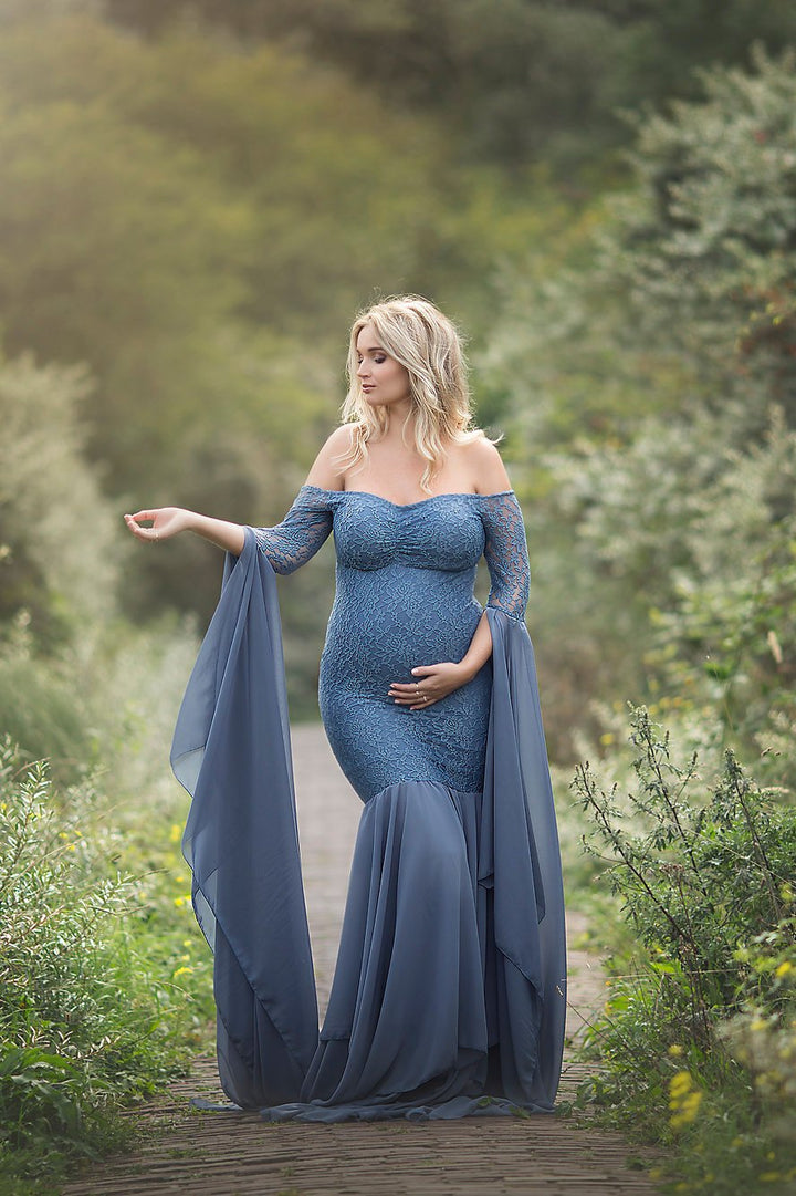 Dame Off-Shoulder Spids Aftenkjole Stilla