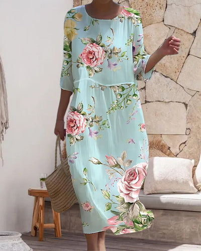 Stilla | Blomstrede Midi Sommerkjole Dame