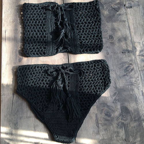 Dame Hæklet-Bikini-Sæt med Frynse Dekoration Stilla