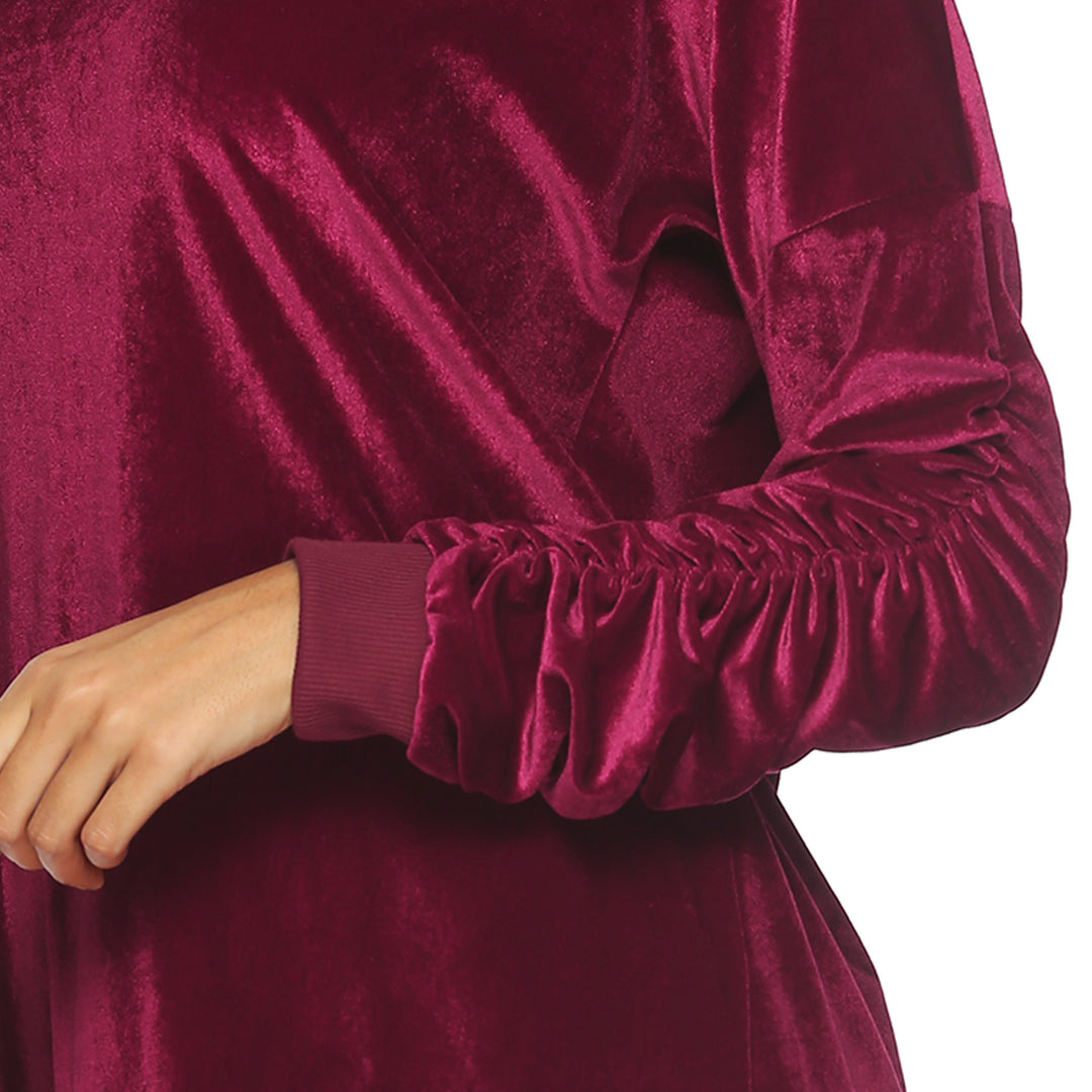 Dame Casual Velourkjole med lange ærmer og asymmetrisk kant Stilla