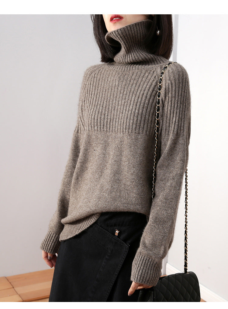 Damer strikket sweater med høj krave og ribbet tekstur Stilla