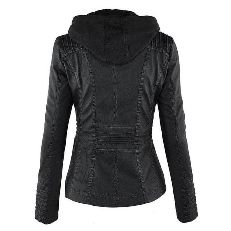 Stilla | Dame Slim Fit PU-Læder Zip-Up Hoodie