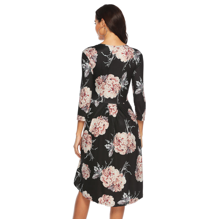 Dame Midikjole med blomstret design og sidelommer Stilla