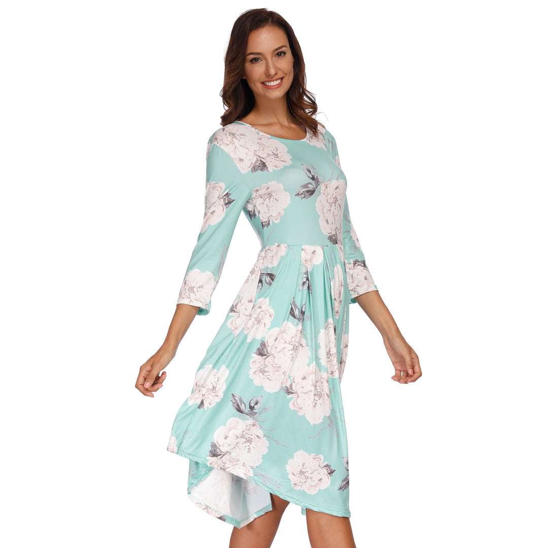 Dame Midikjole med blomstret design og sidelommer Stilla