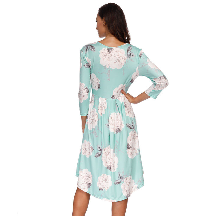 Dame Midikjole med blomstret design og sidelommer Stilla