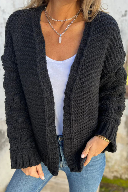 Stilla | Fashionabel Ensfarvet Cardigan Med Lange Ærmer Og V-udskæring