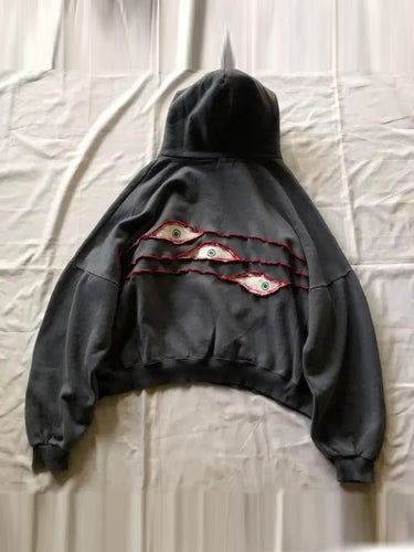 Stilla | Sorte Øjeprint Oversized Hoodie