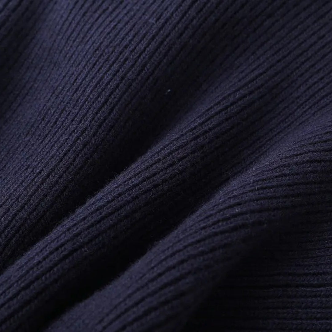 Stilla | Kontrast Denim Trim Strik Strikketrøje