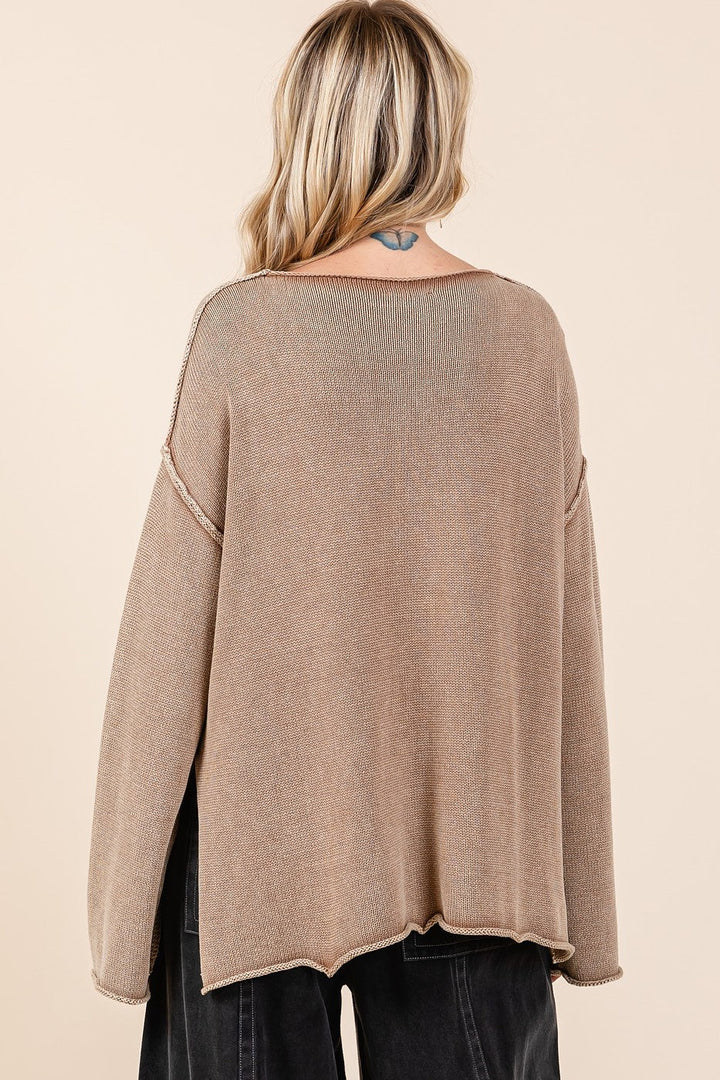 Stilla | Mittoshop Pullover med rå kant og påsyet lomme samt mineralvask