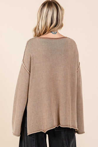 Stilla | Mittoshop Pullover med rå kant og påsyet lomme samt mineralvask