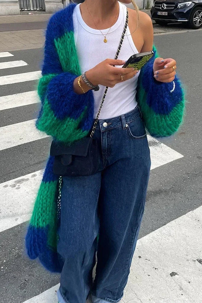 Stilla | Lunt Oversized Stribet Strik Cardigan