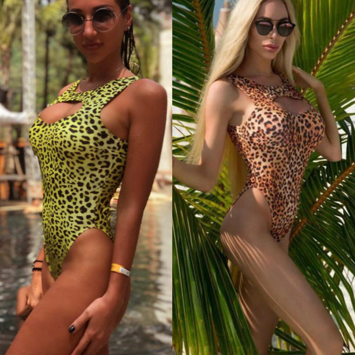 Damer Én del Badedragt med spændende leopardmønster og raffinerede cut-out Stilla