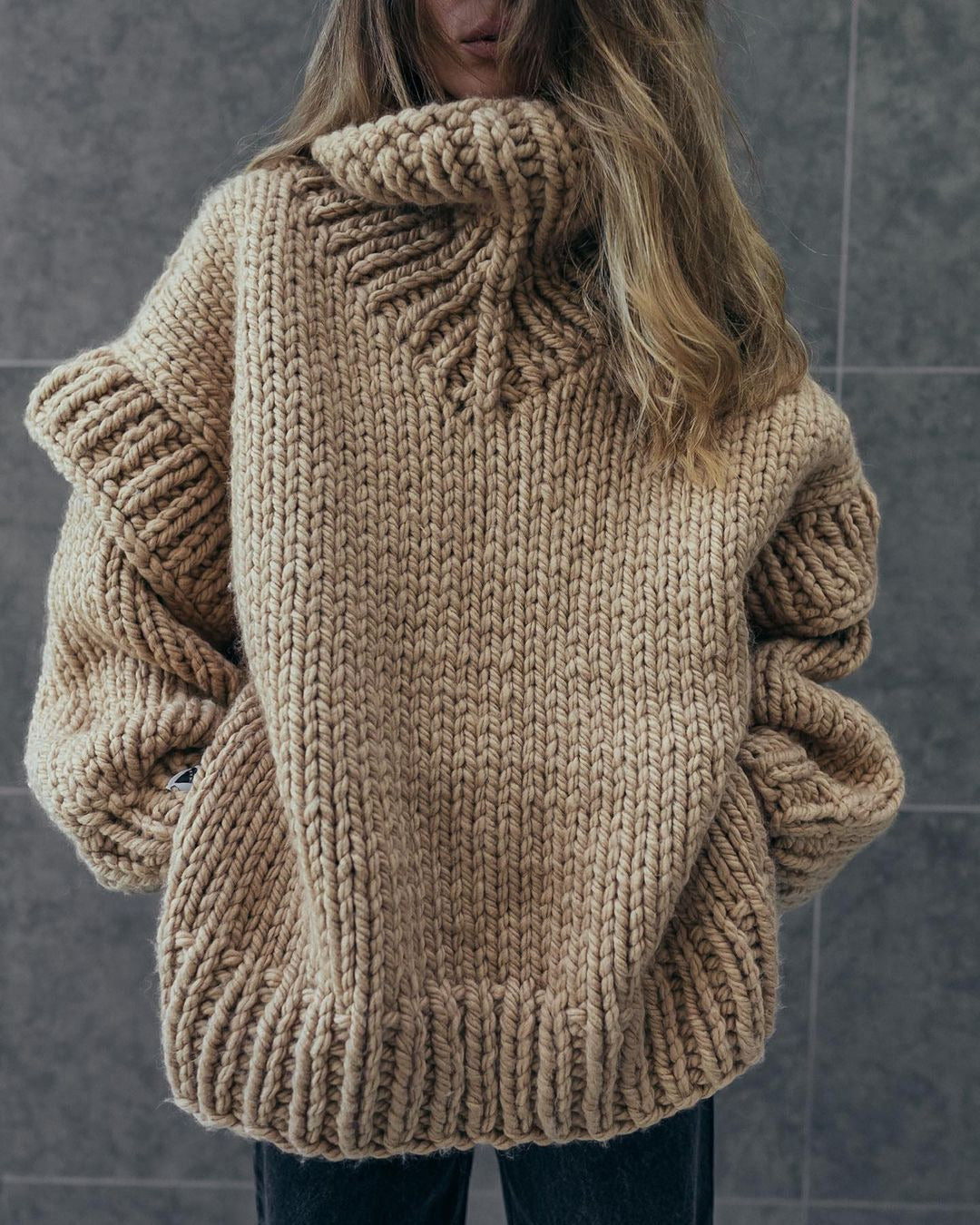 Stilla | Chunky Strik Oversized Rulle-Hals Sweater til Kvinder