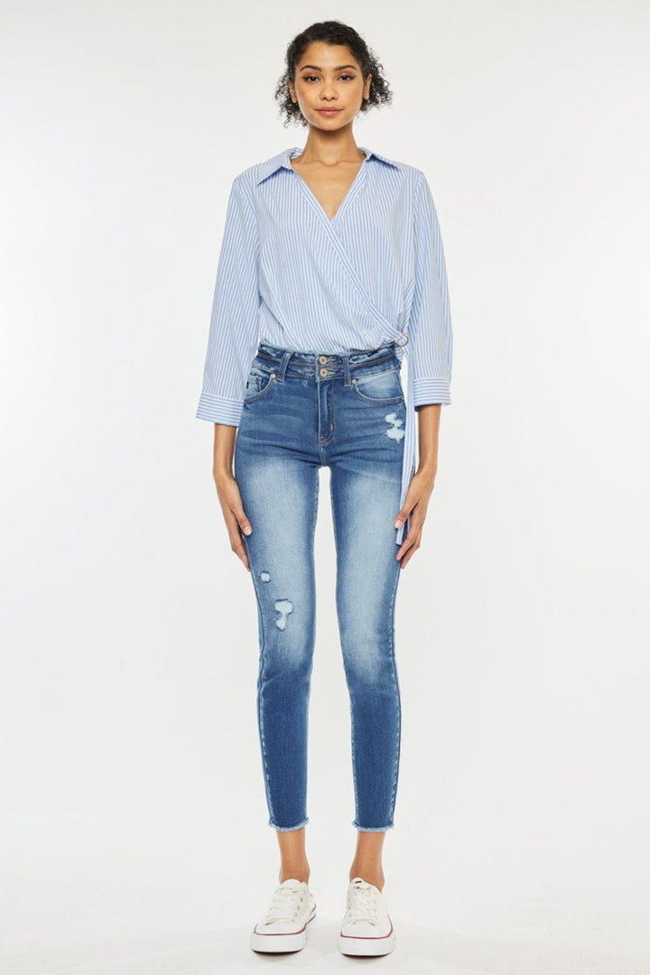 Stilla | Slidt rå kant høj talje jeans
