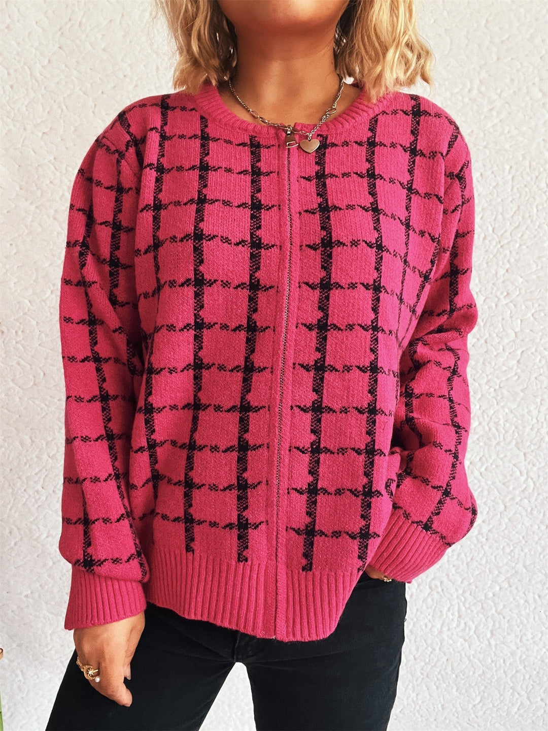 Stilla | Lunt Tjekket Cardigan med Lommer til Hverdagsstil