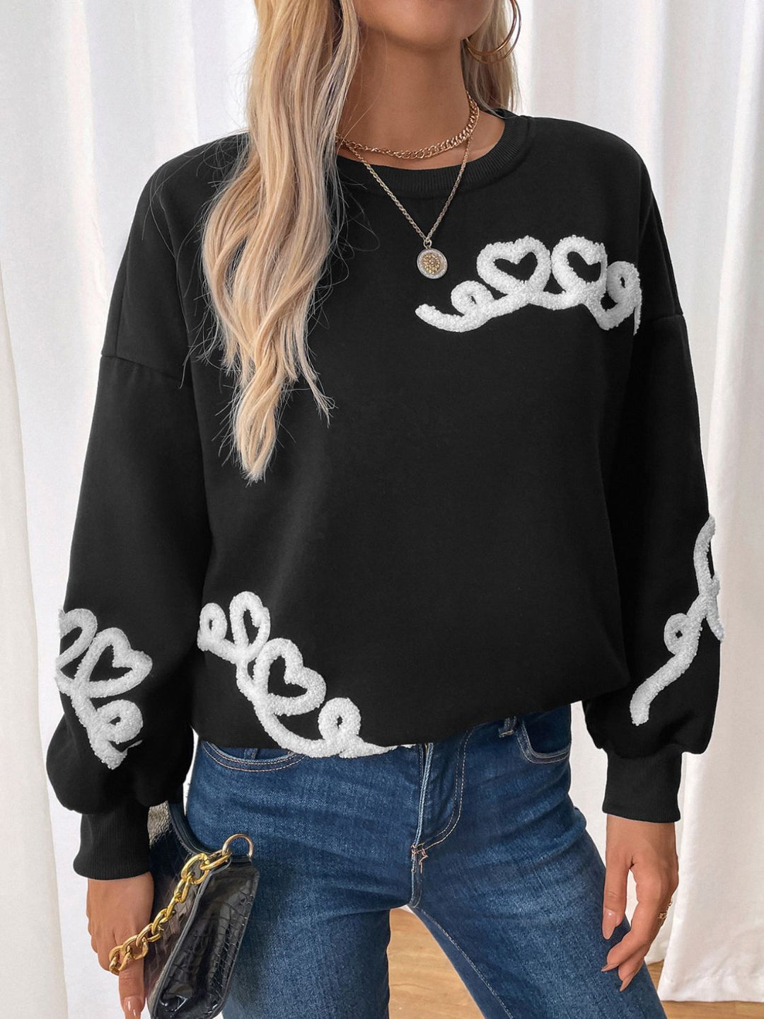 Stilla | Pullover med lange ærmer og rund halsudskæring Perfee Heart