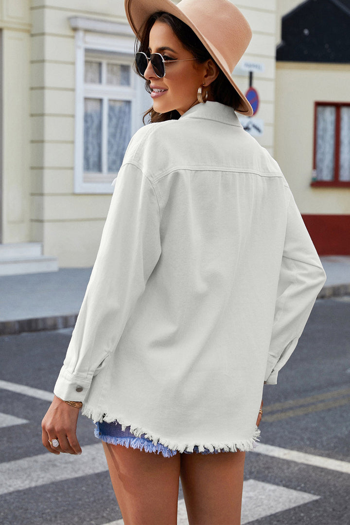 Stilla | Up Pocketed Raw Hem Denimjakke