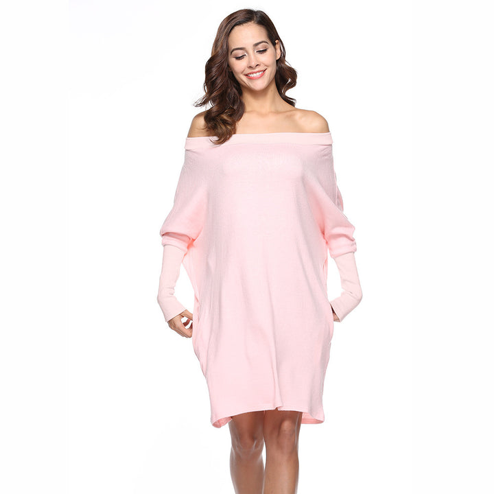 Dame Trendy Off-Shoulder Pullover med lommer og elegant strikkestruktur Stilla