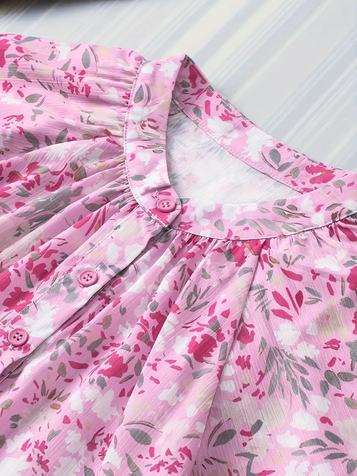 Stilla | Bluse med blomstermotiv og volanger