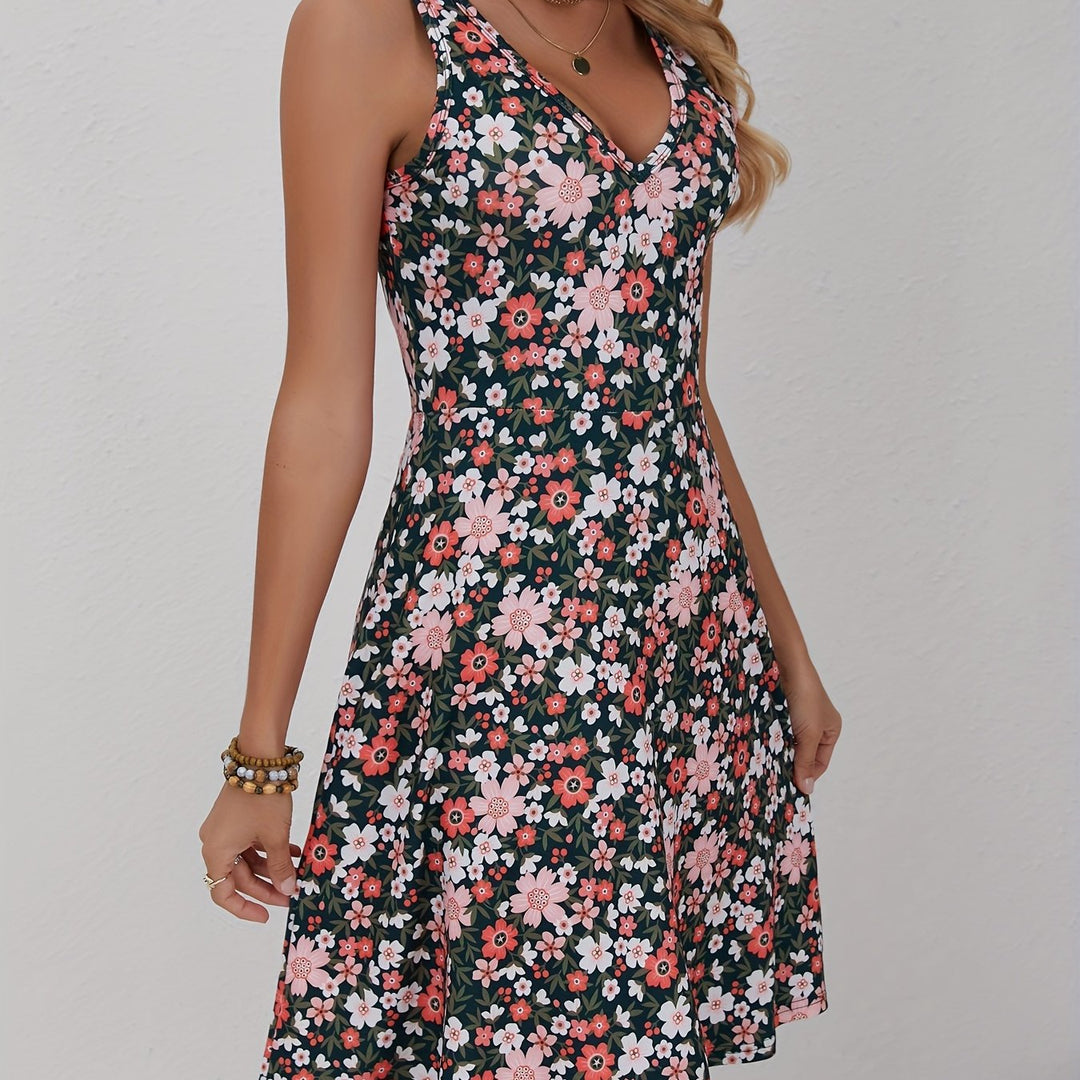 Stilla | Blomsterkjole Til Sommer Med V-Udsnit Let Midi