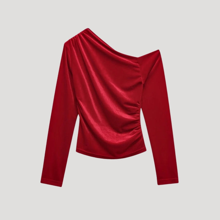 Stilla | One Shoulder Rynket Velour Top