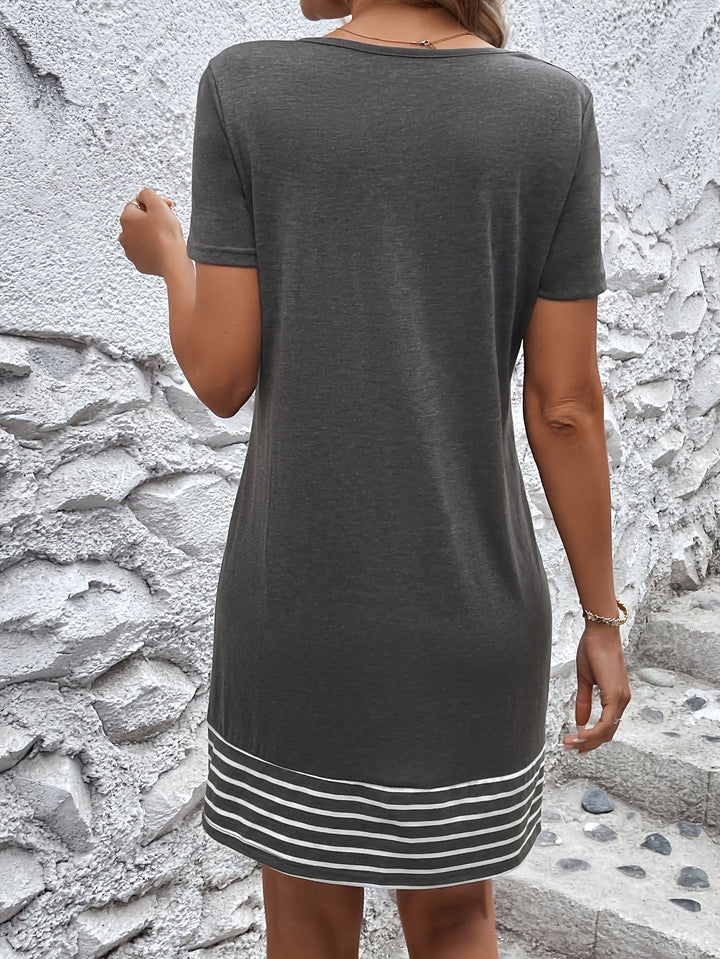 Stilla | Grå Striber Hverdagskjole Med Lommer