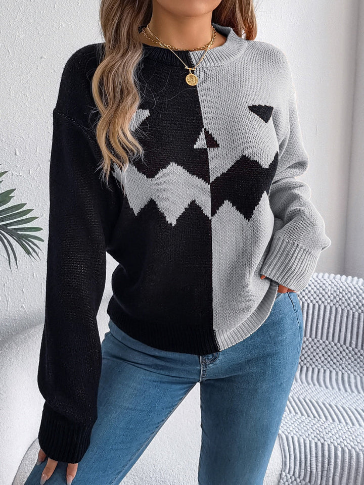 Stilla | Kontrastærmer Pullover med Rundhalset til Trendy Looks