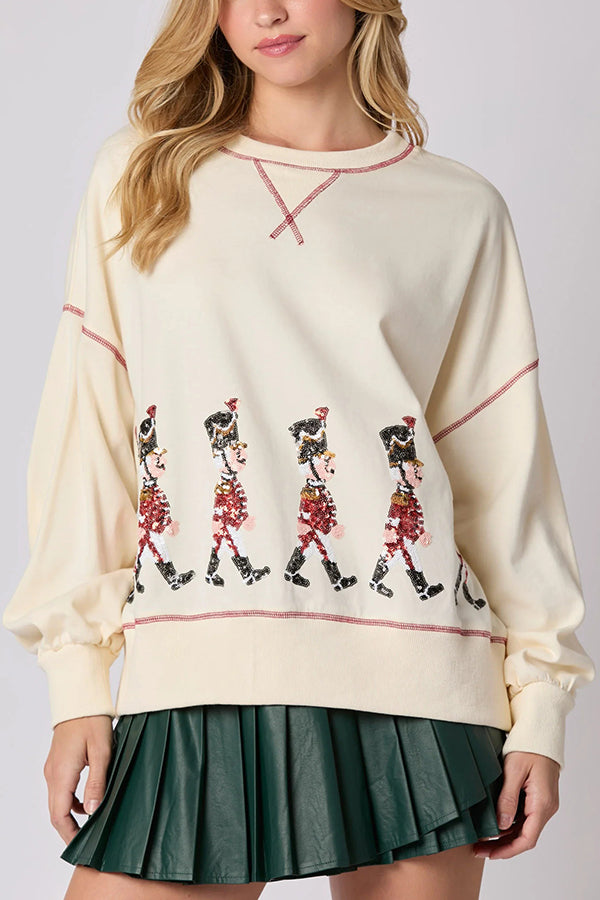 Stilla | Jule Soldat Pailletter Langærmet Fritids Sweatshirt