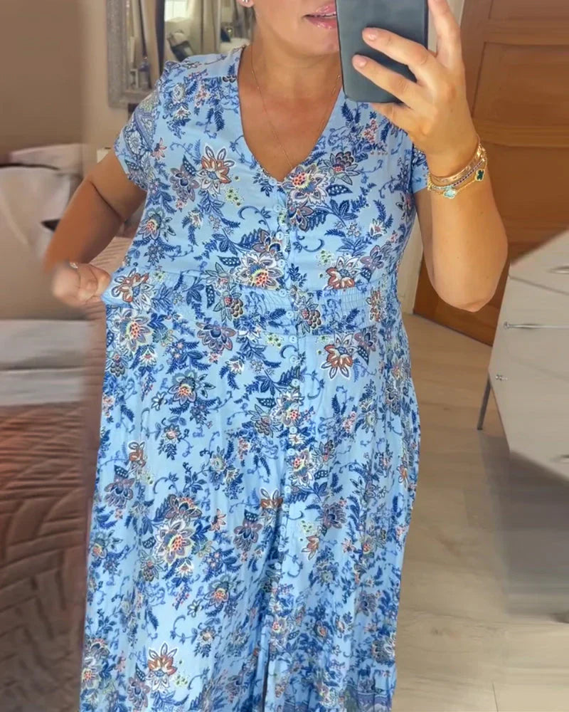 Stilla | Blomsterkjole Med V-udskæring