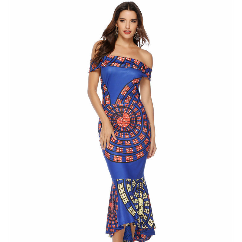 Dame Off-Shoulder Grafiktryk Maxi Kjole Stilla